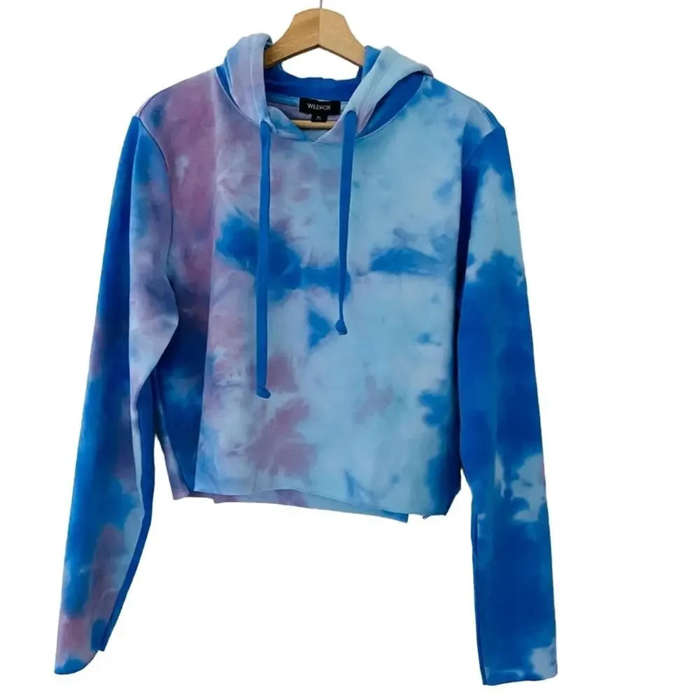 NWT Wildfox Painted Sky Ivy Tie Dye Blue Hoodie Pullover